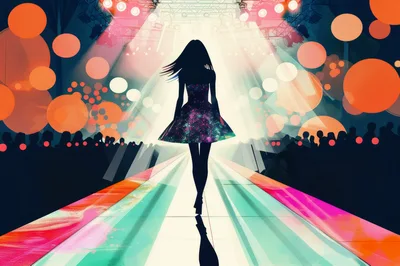 Silhouette Of A Fashion Model Walking On Runway