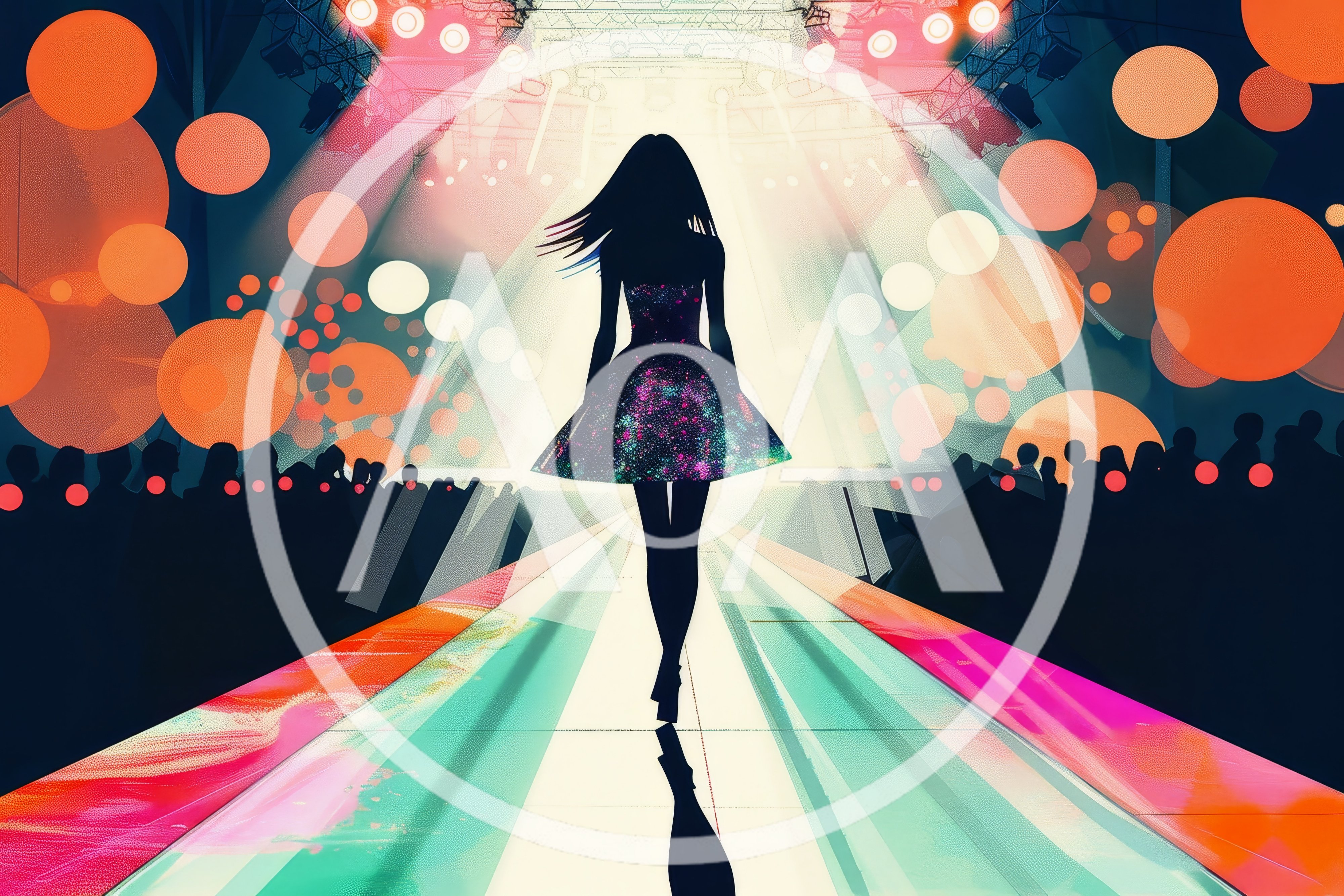 Silhouette Of A Fashion Model Walking On Runway