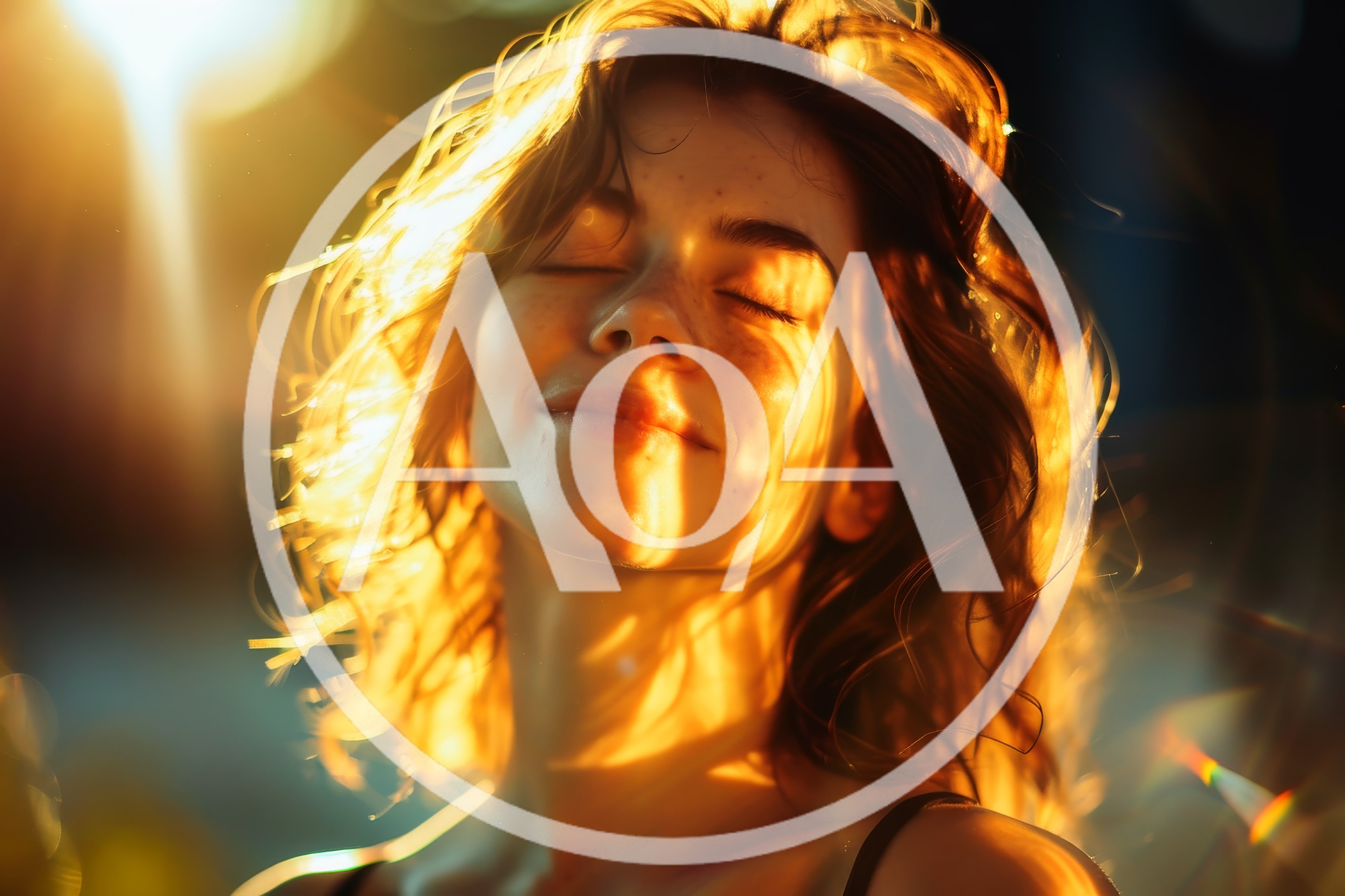 Young Woman Enjoying Warm Golden Hour Sunlight