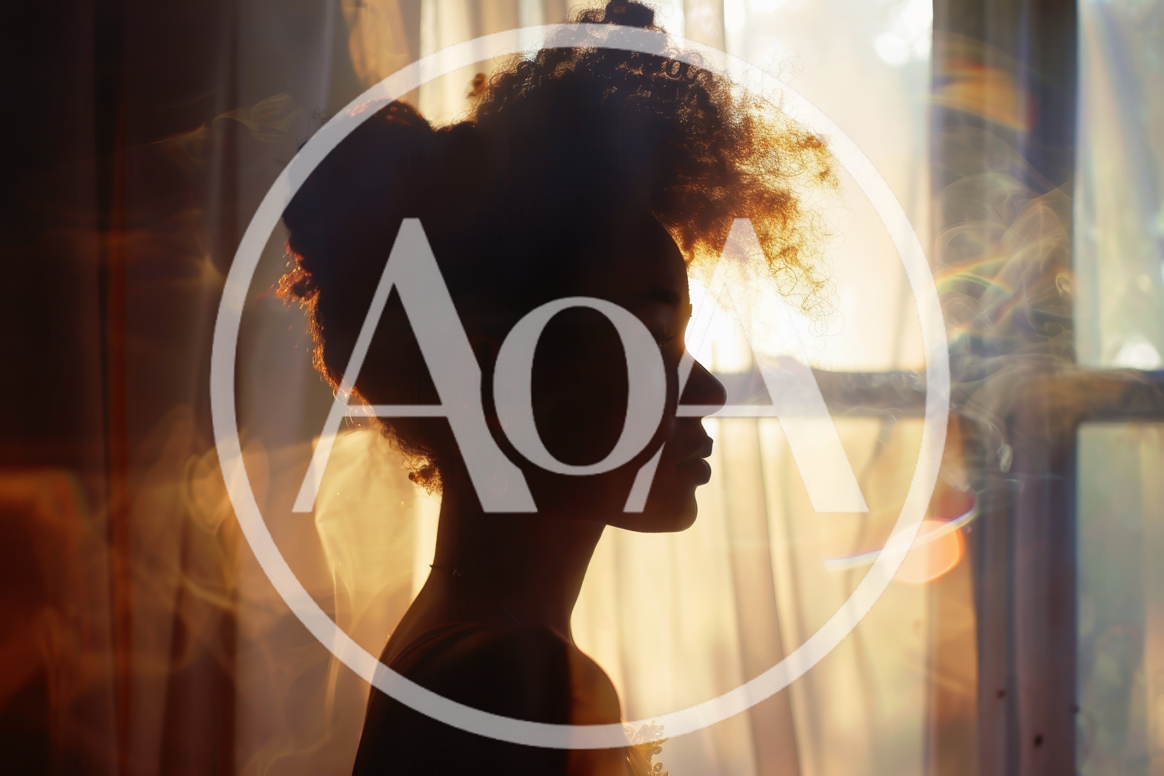 Silhouette Of A Young Woman With Curly Hair