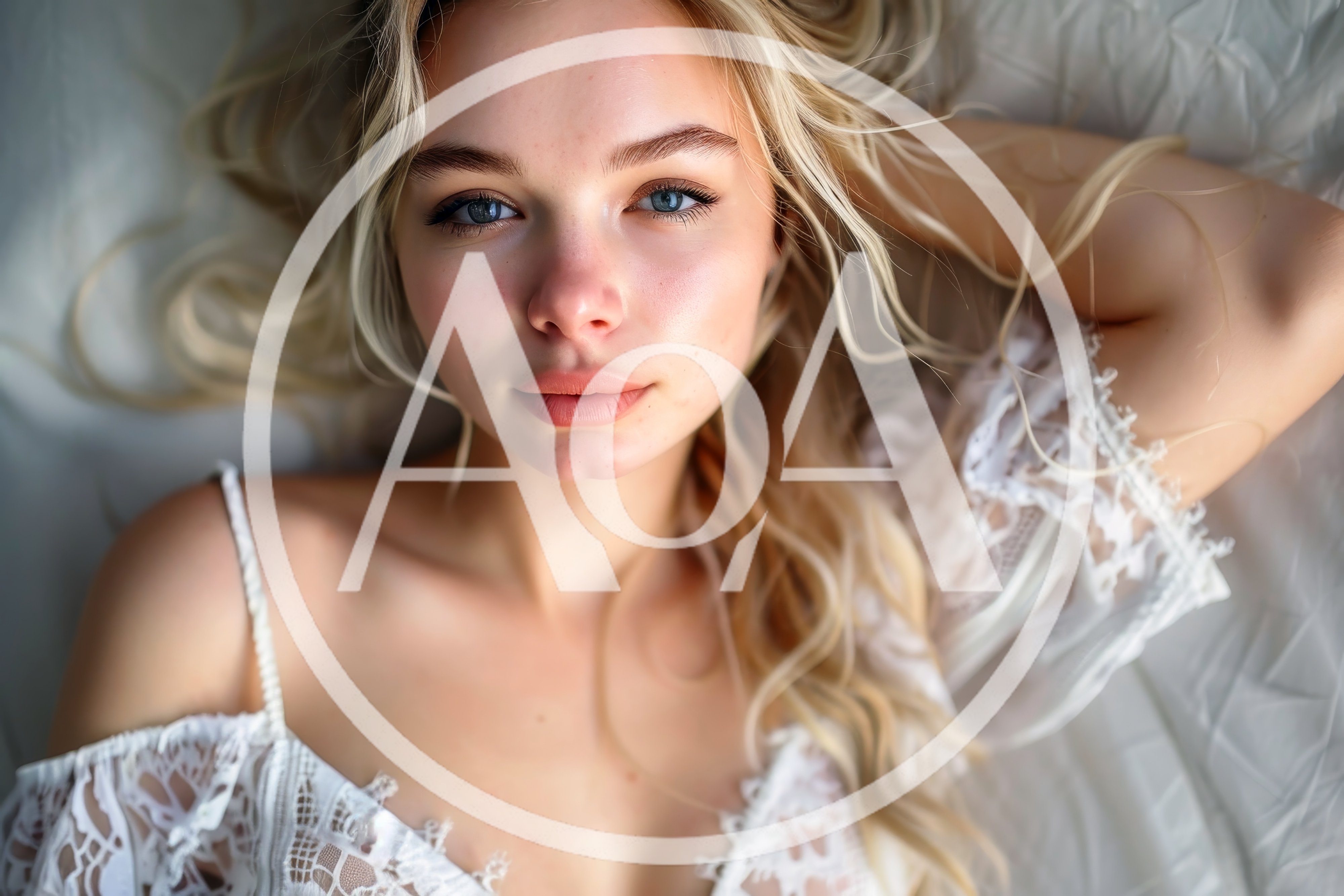 Portrait Of A Beautiful Blonde Woman Lying Down