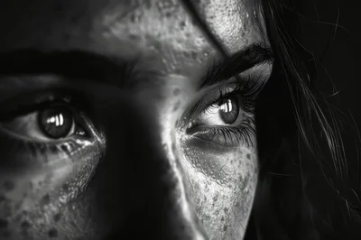 Extreme Close Up Of A Woman's Intense Eyes