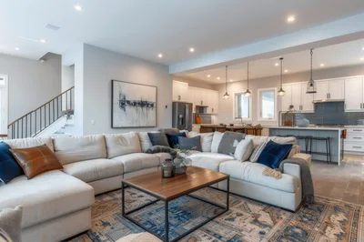 Modern Open Concept Living Room and Kitchen Interior