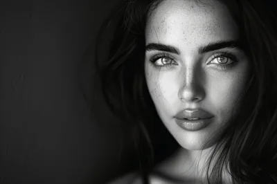 Close Up Portrait Of A Young Woman With Freckles