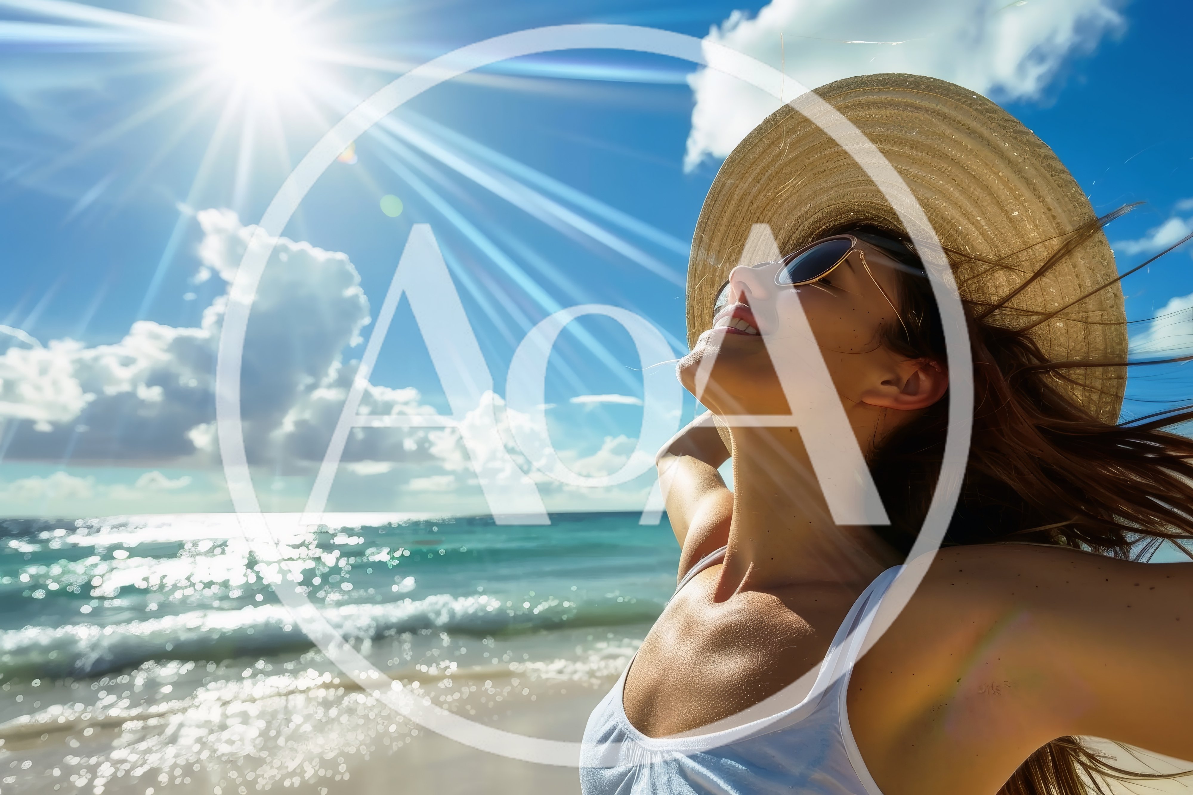 Happy Woman Enjoying Sunny Day At The Beach