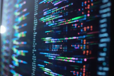 Abstract Digital Code Display On Computer Screen