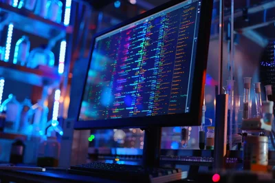 Computer Monitor Displaying Complex Data In A Laboratory