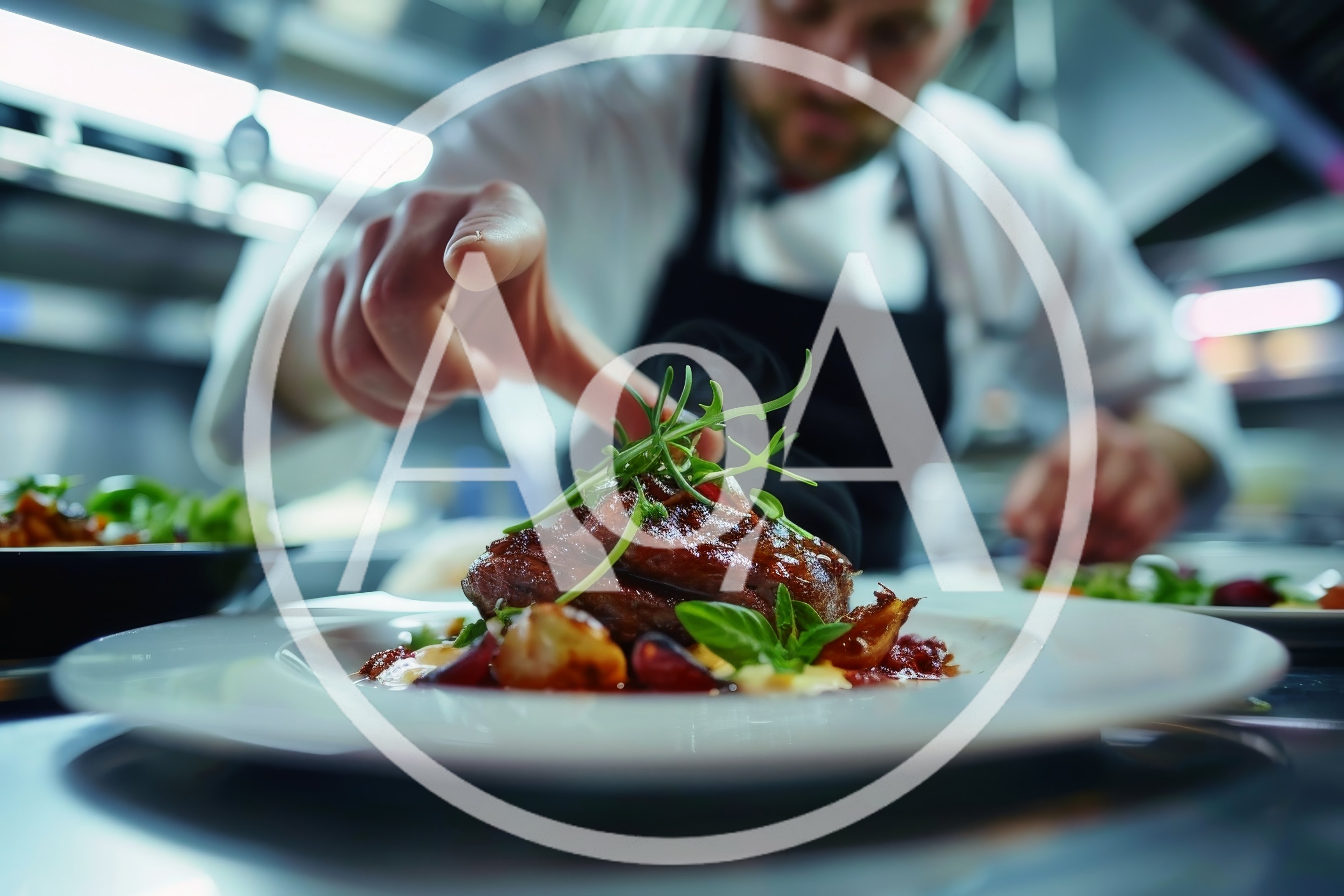 Professional Chef Plating Gourmet Steak Dish