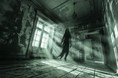Ghostly Figure Floating In An Abandoned Haunted Room