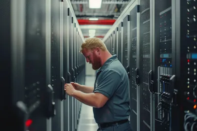 IT Technician Working In A Modern Data Center