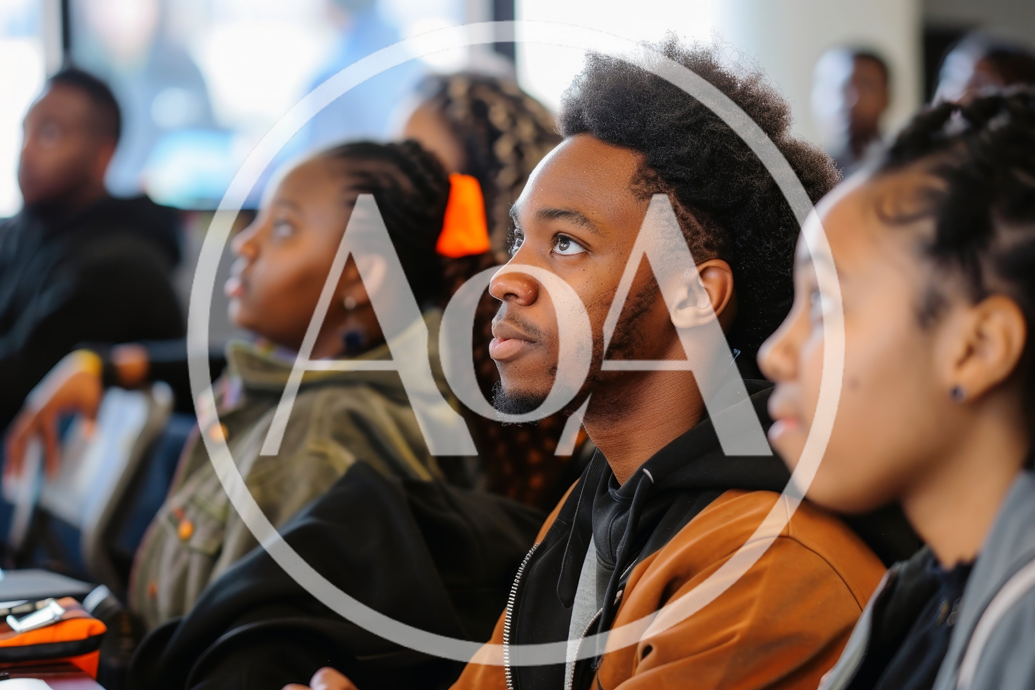Diverse Students Attending An Educational Lecture In Classroom