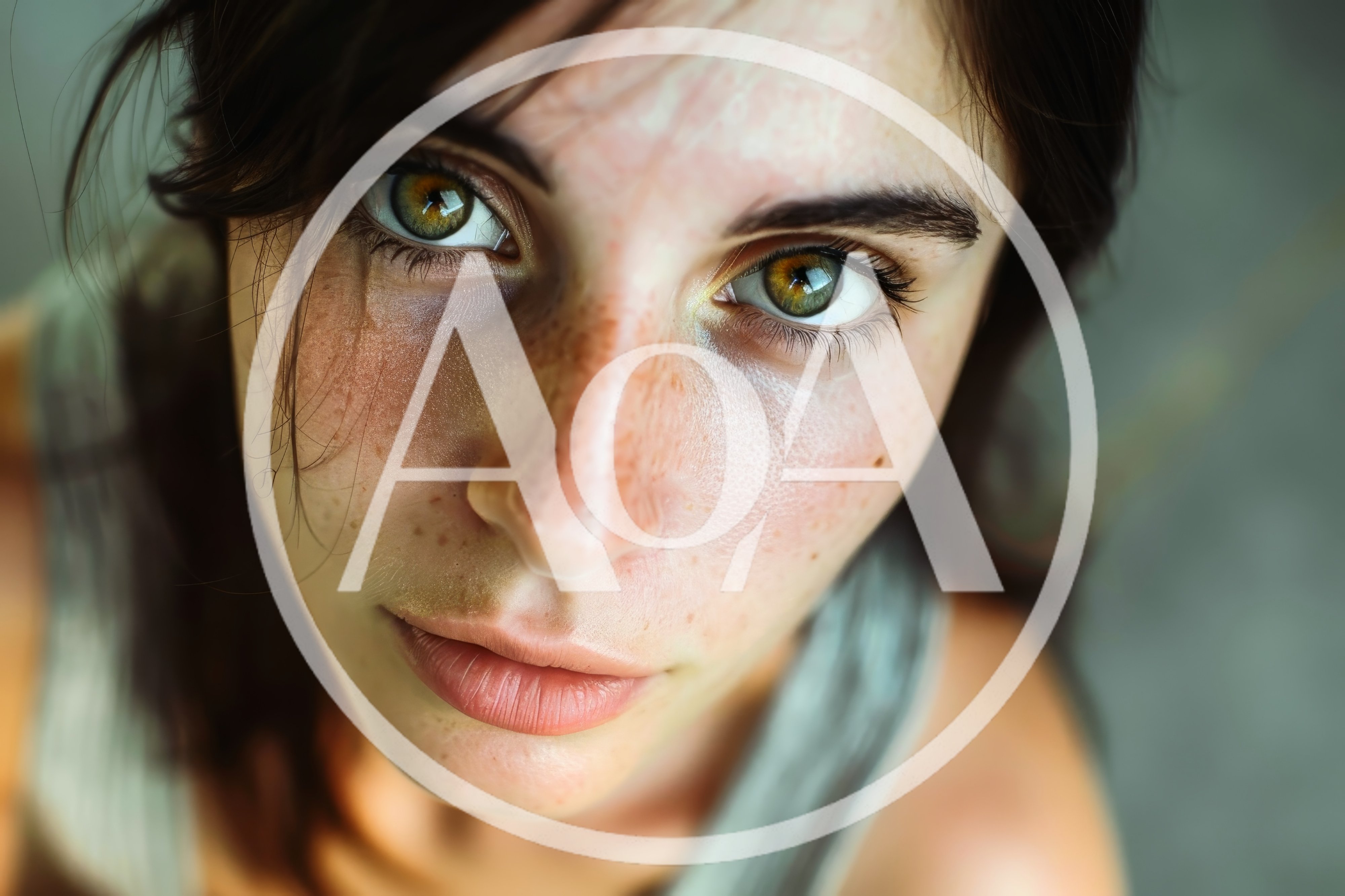Close Up Portrait Of A Young Woman With Freckles