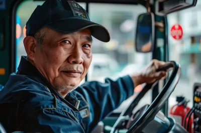 Portrait Of An Asian Bus Driver