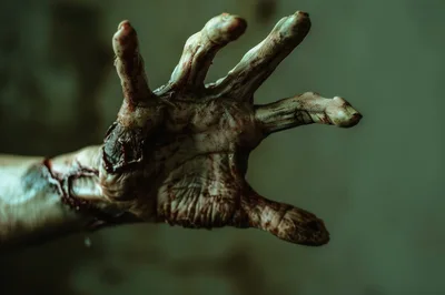 Close Up Of A Decaying Zombie Hand Reaching Out