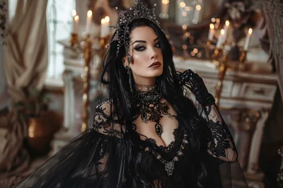 Gothic Queen Portrait In Ornate Victorian Interior