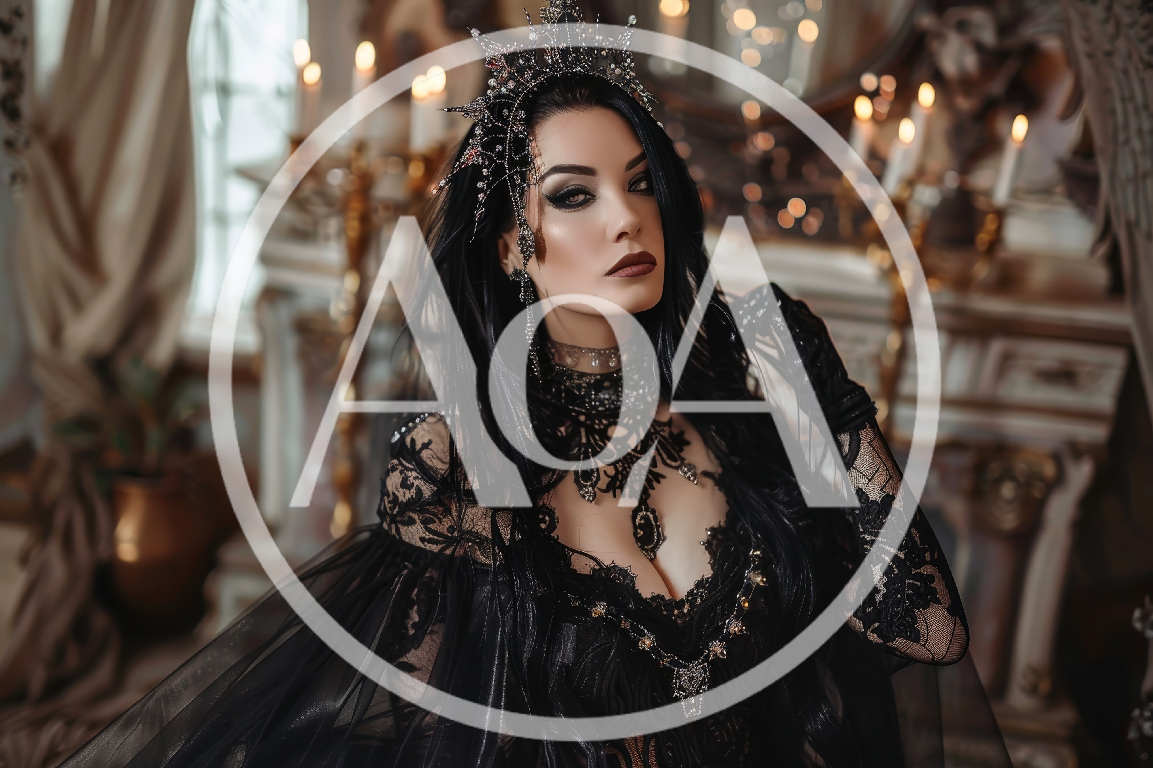 Gothic Queen Portrait In Ornate Victorian Interior
