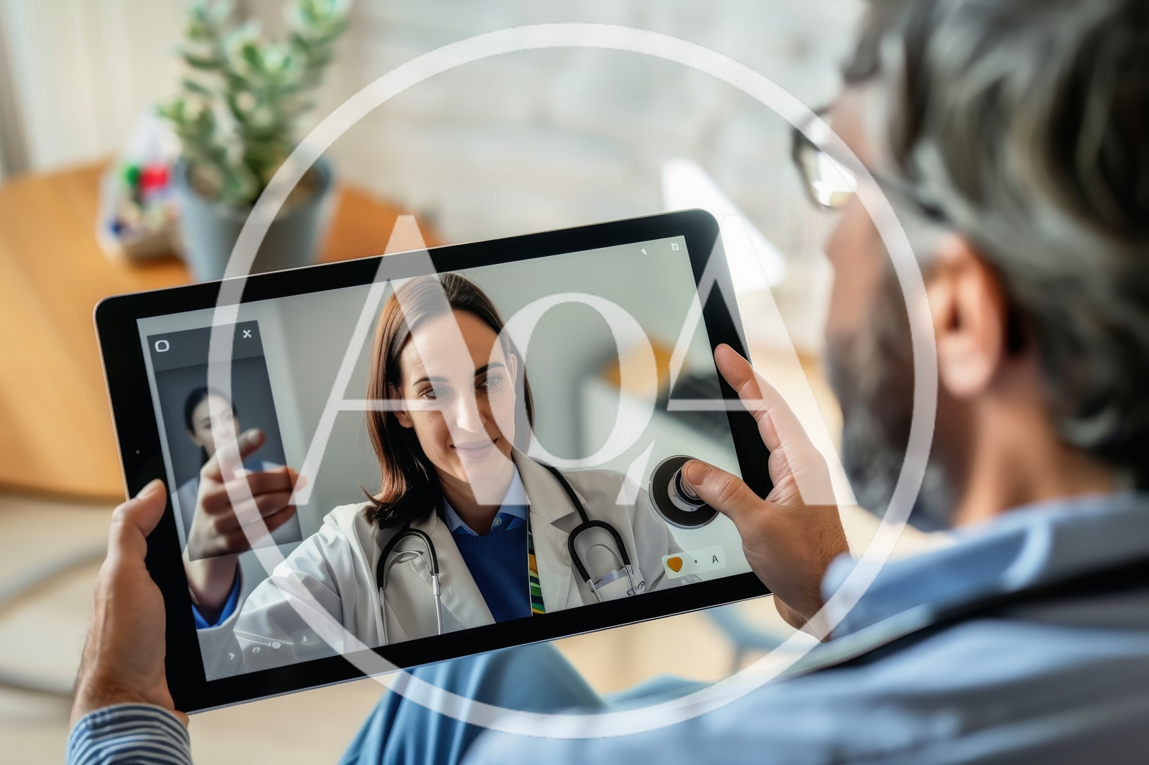 Senior Man Having A Telehealth Consultation On Tablet