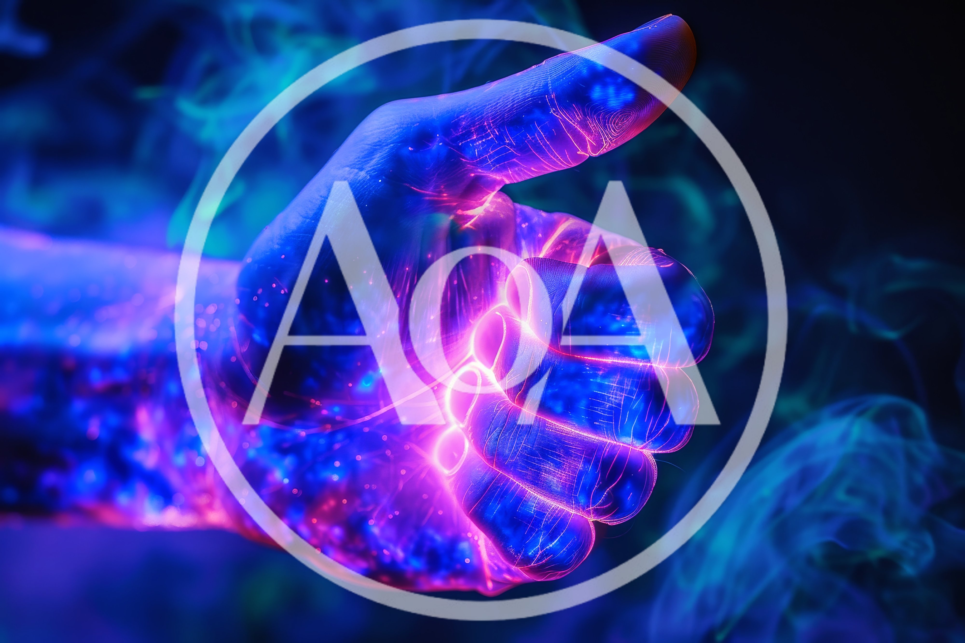 Glowing Neon Human Hand Giving A Thumbs Up