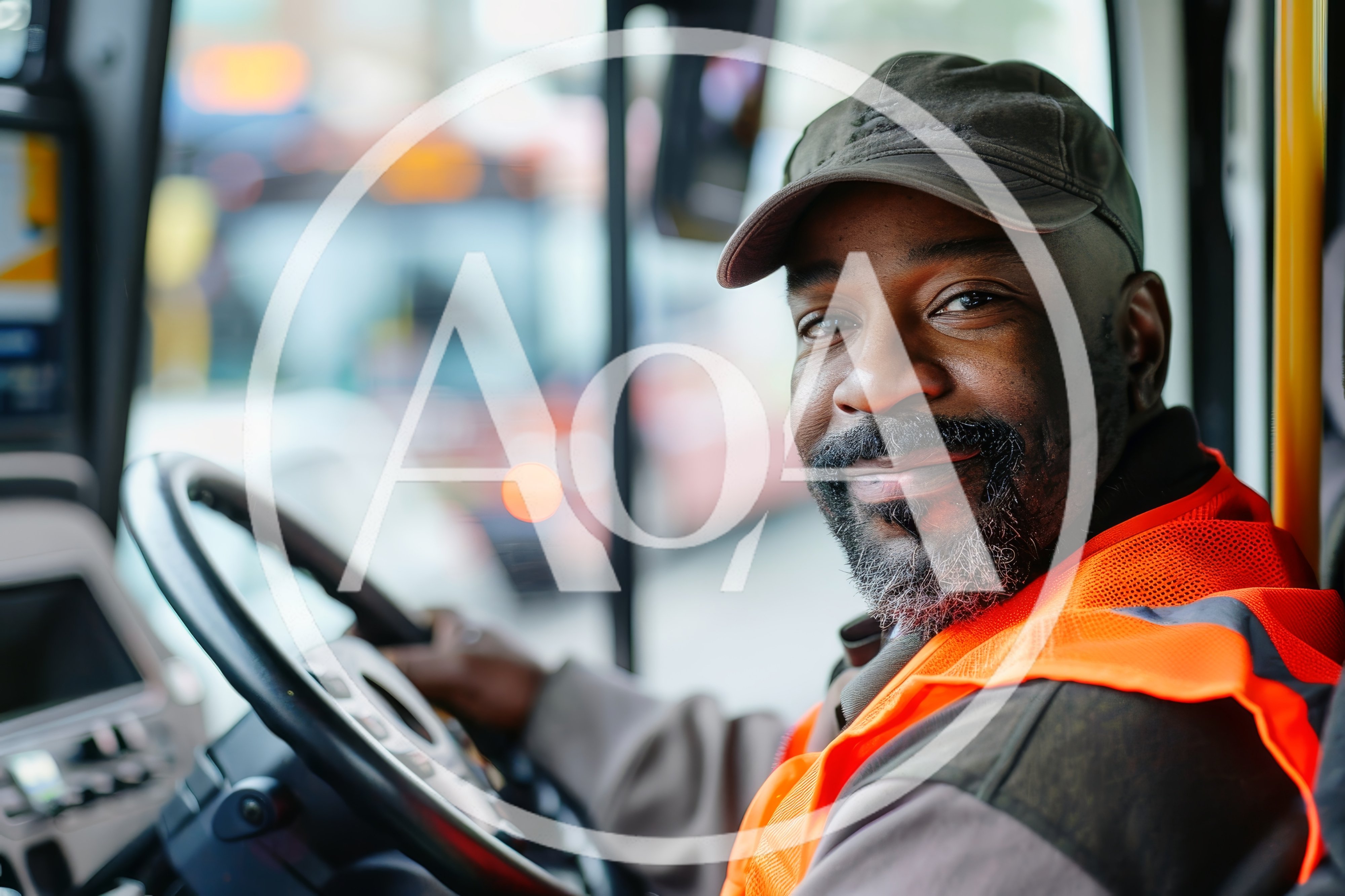 Portrait Of A Professional Bus Driver In Uniform