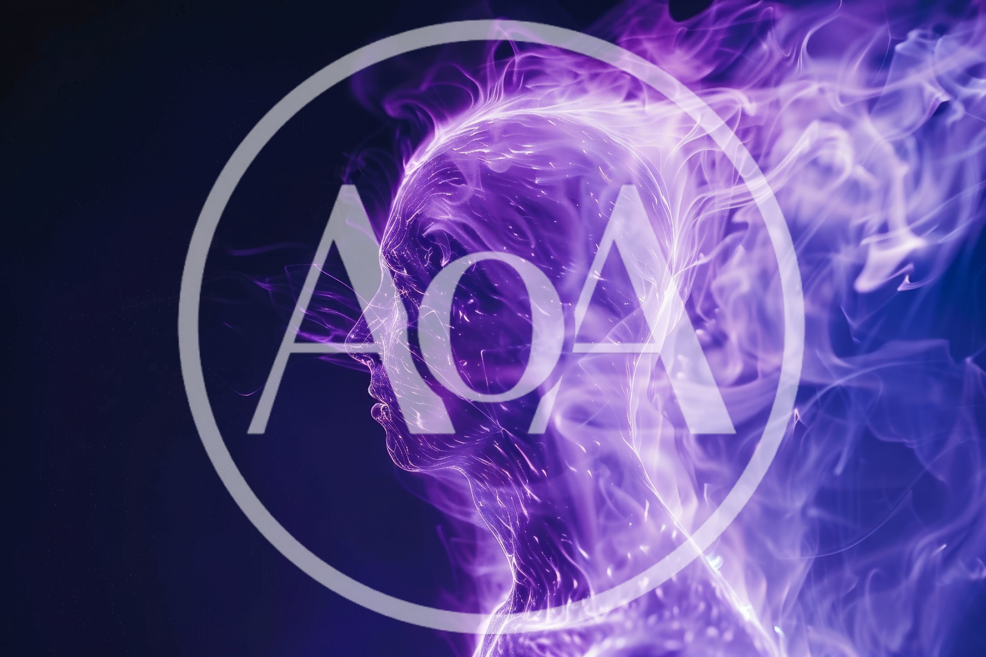 Abstract Human Silhouette Formed From Swirling Purple Smoke
