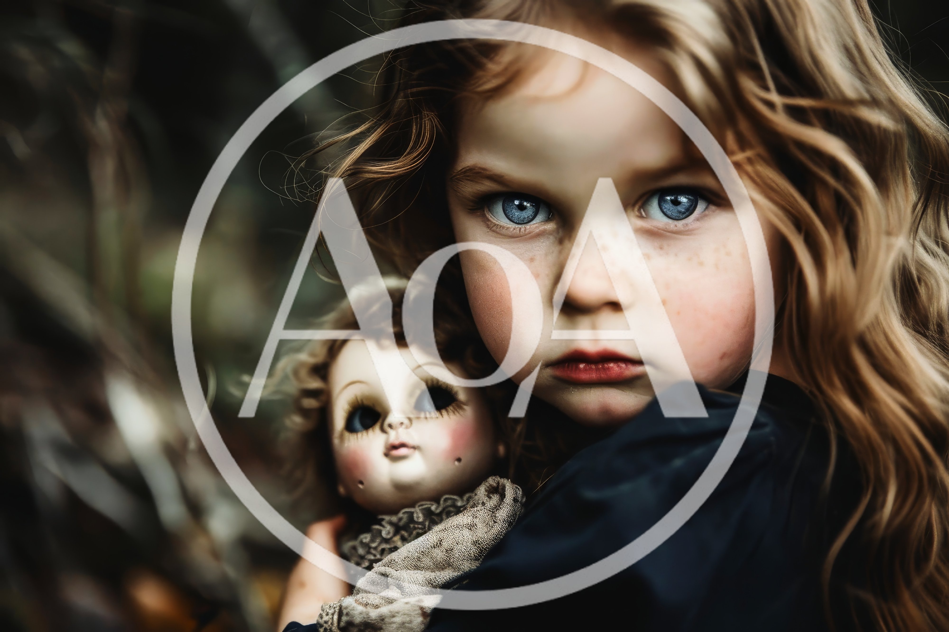 Young Girl Holding A Vintage Porcelain Doll