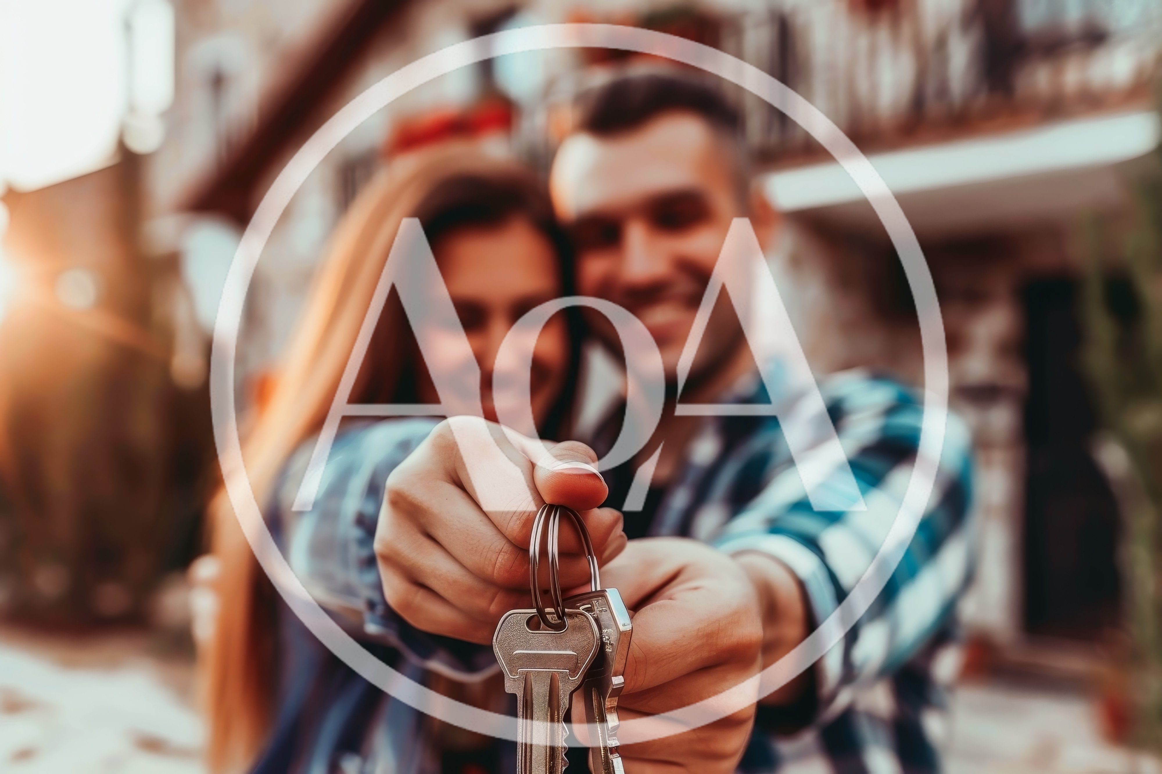 Happy Couple Holding New House Keys