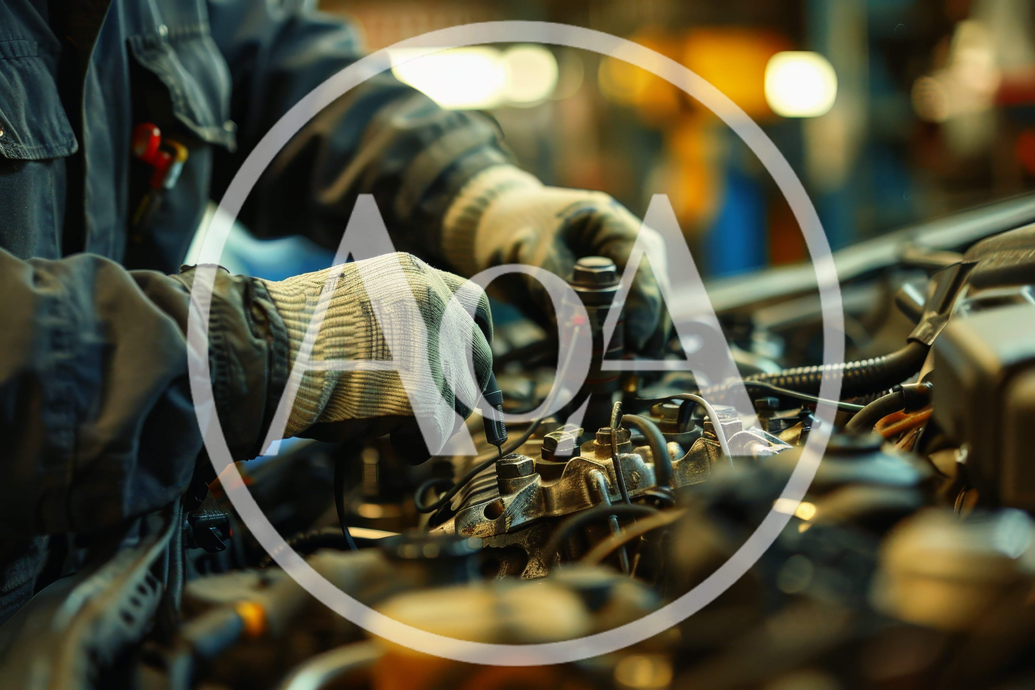 Mechanic Performing Engine Diagnostic Test In Auto Repair Shop