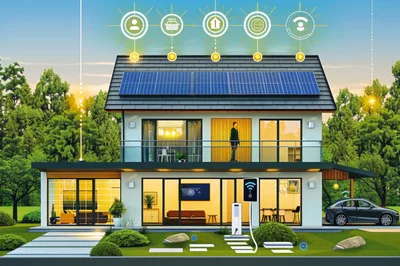 Smart Home With Solar Panels And Electric Vehicle Charging
