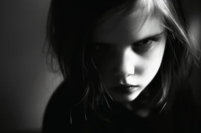 Portrait Of A Young Girl With Intense Expression