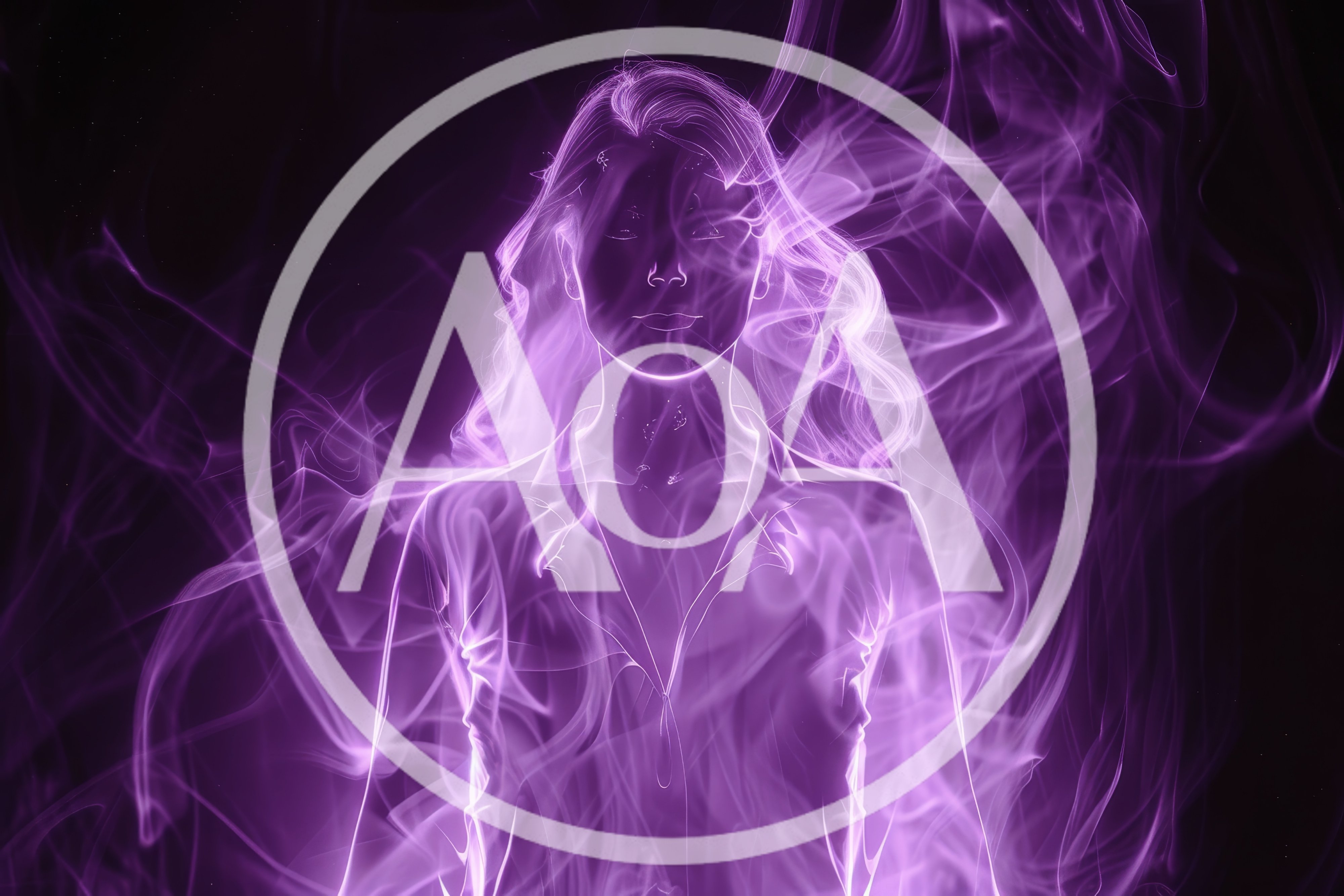 Ethereal Woman Silhouette Formed From Swirling Purple Smoke