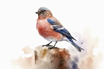 Watercolor Illustration Of A Common Chaffinch Bird