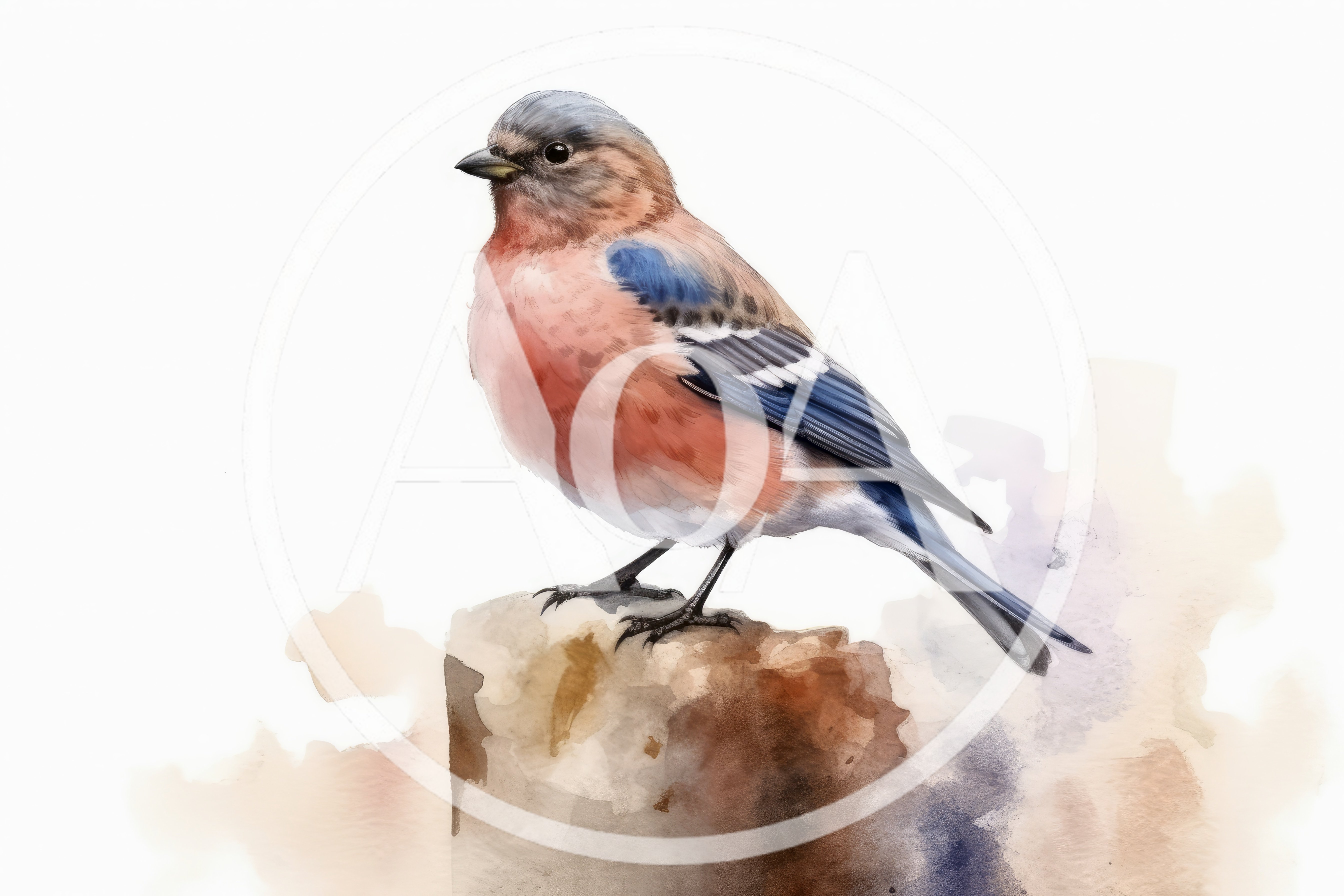 Watercolor Illustration Of A Common Chaffinch Bird