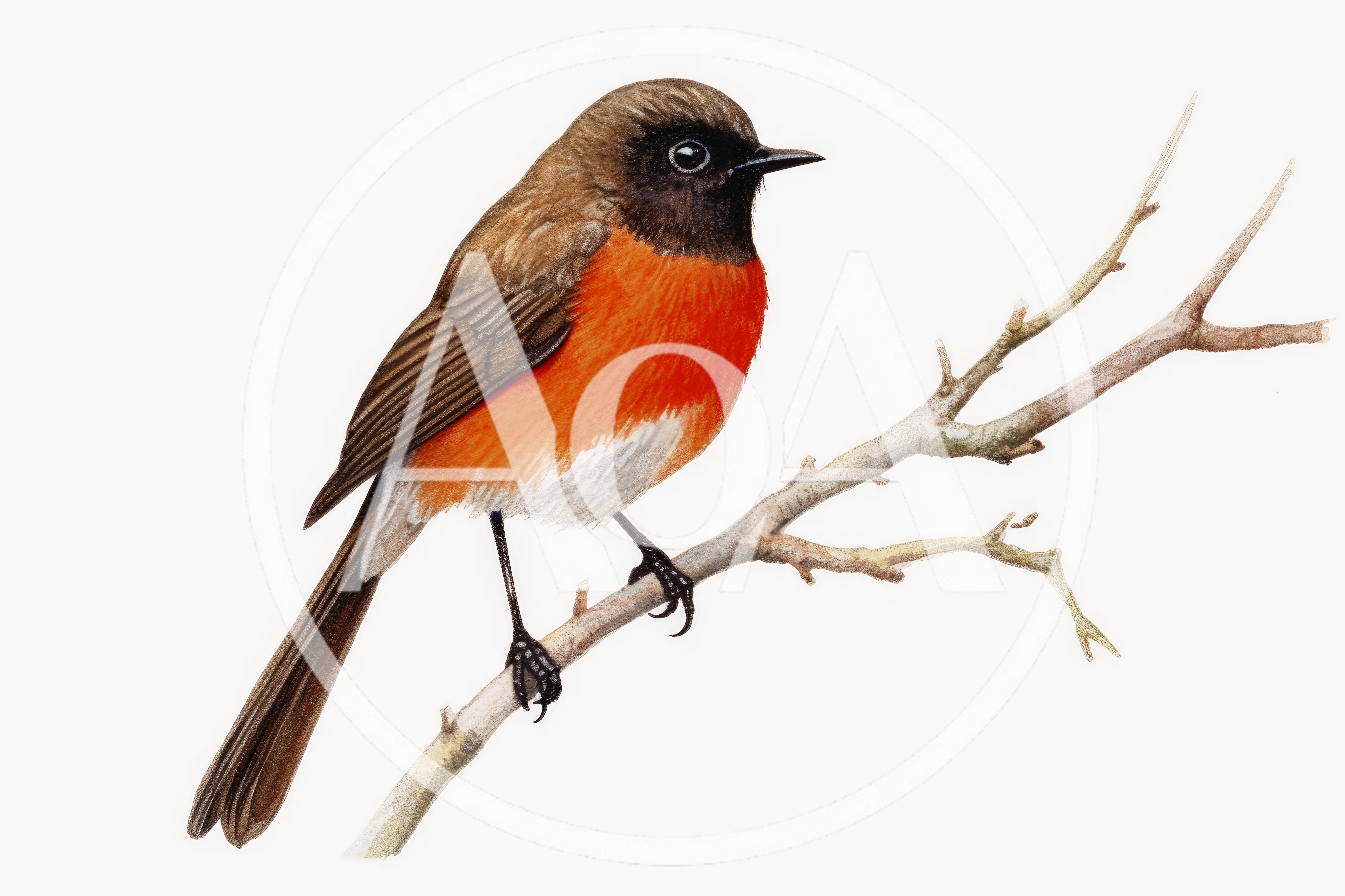 Watercolor Illustration Of A Small Robin Bird