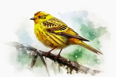 Yellowhammer Bird Perched On A Tree Branch