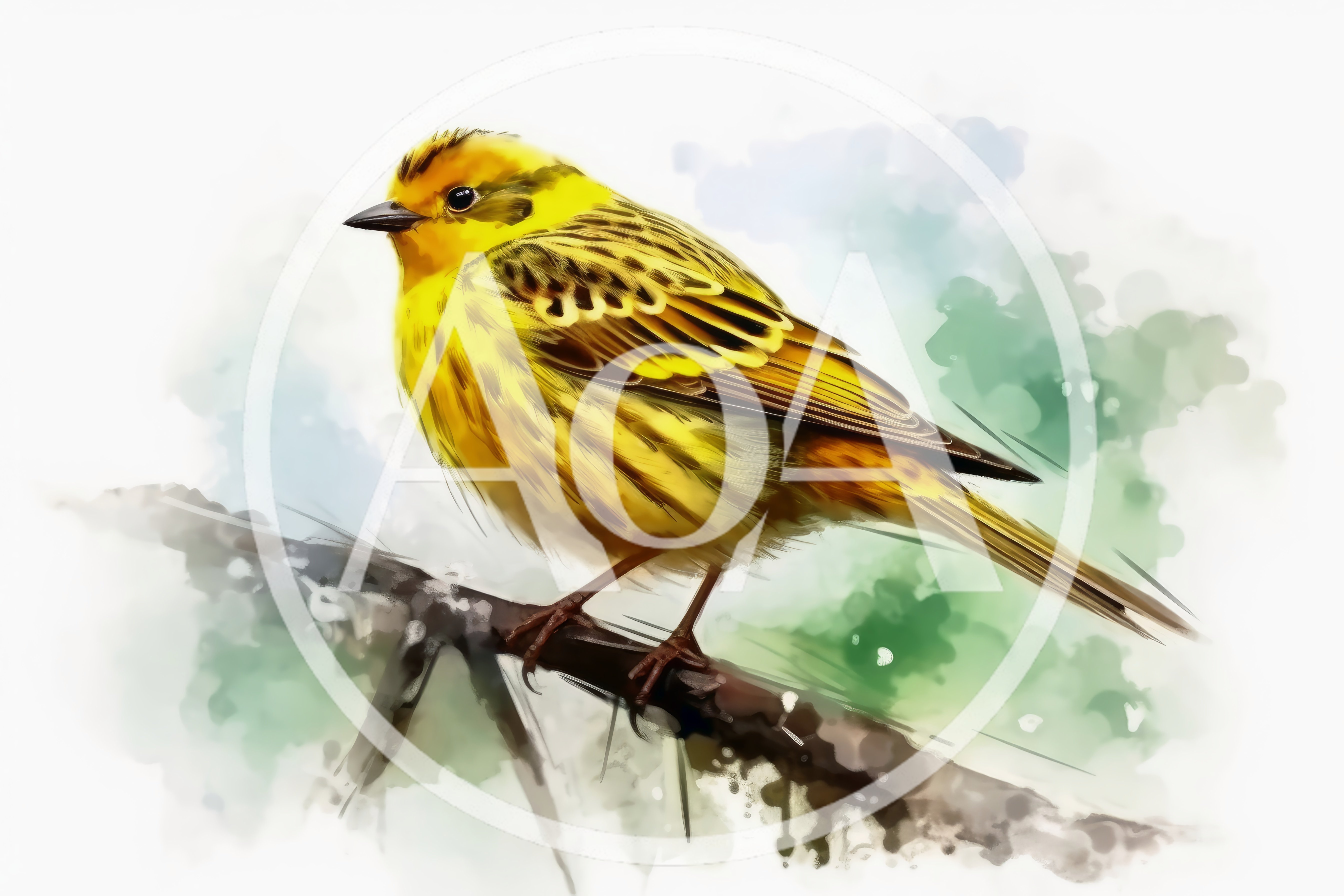 Yellowhammer Bird Perched On A Tree Branch