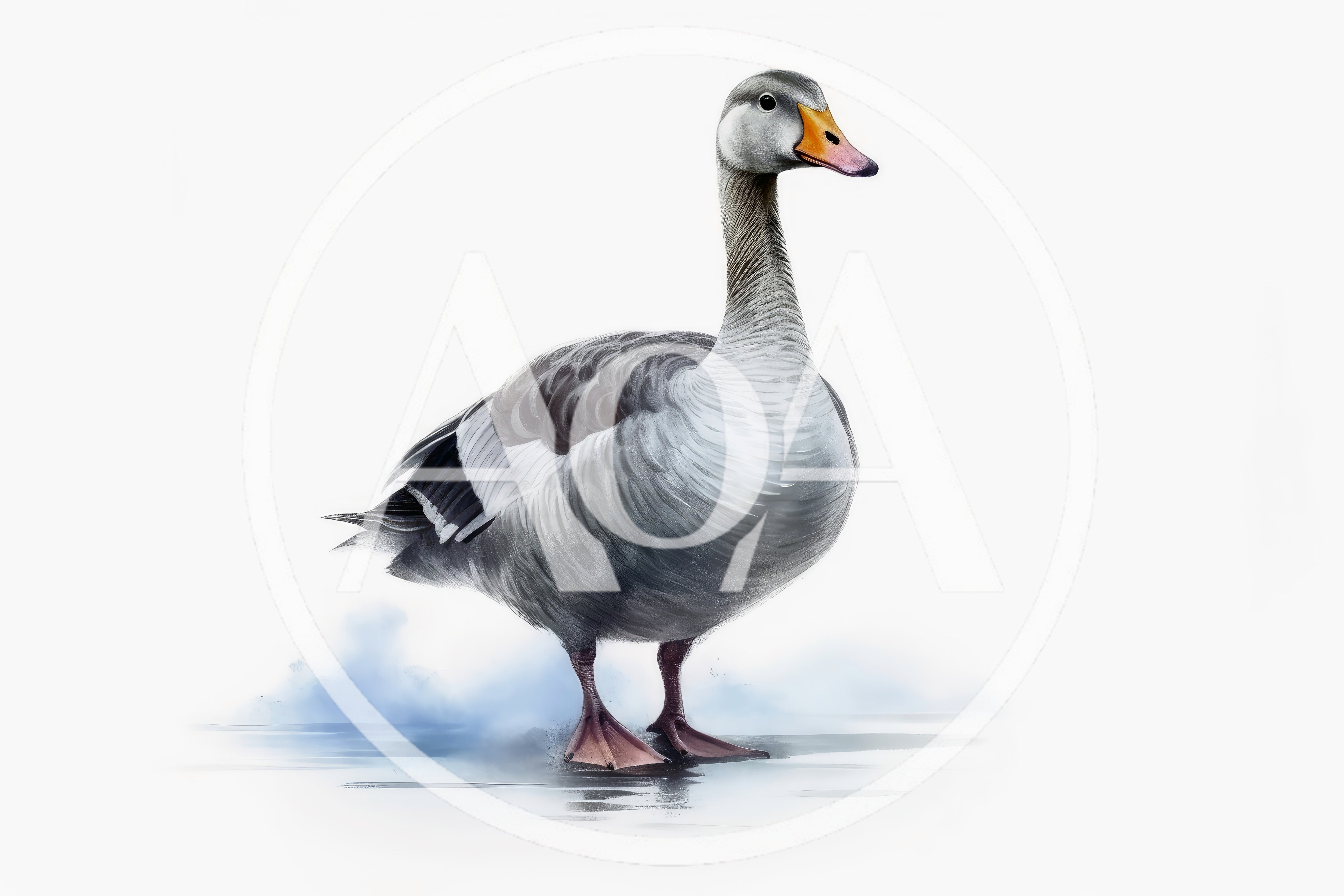 Digital Illustration Of A Grey Goose Standing