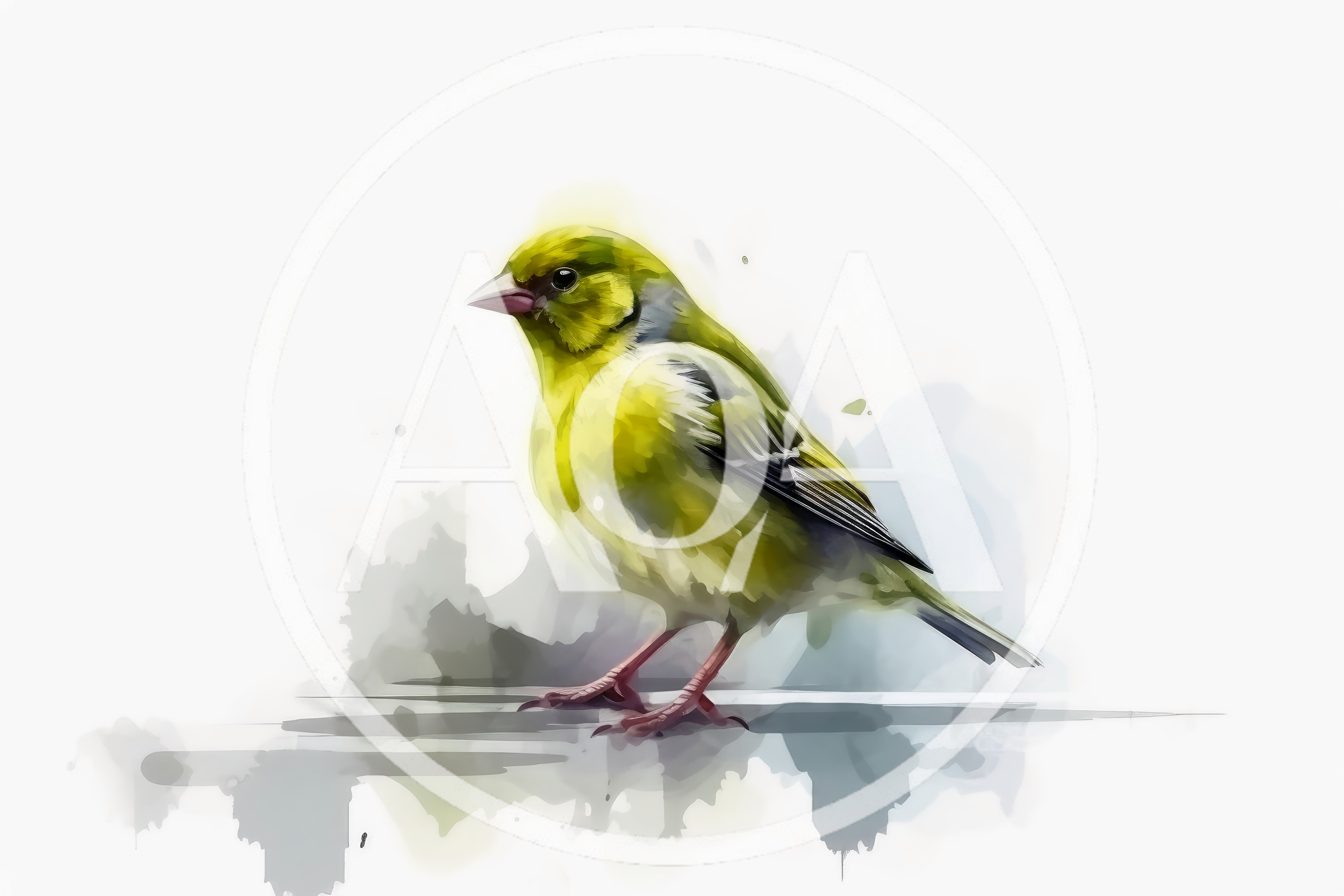 Watercolor Illustration Of A Yellow Goldfinch Bird