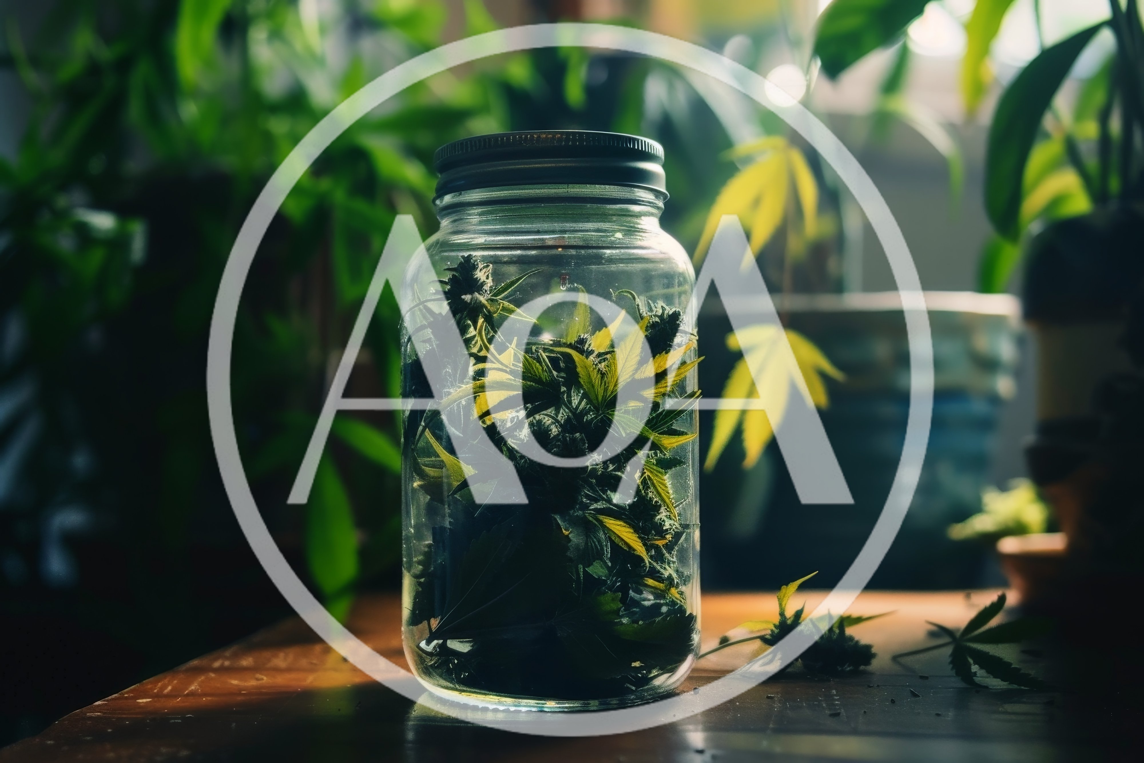 Cannabis Buds Stored In A Glass Jar