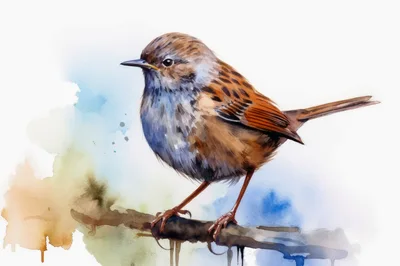 Watercolor Illustration Of A Small Brown Bird