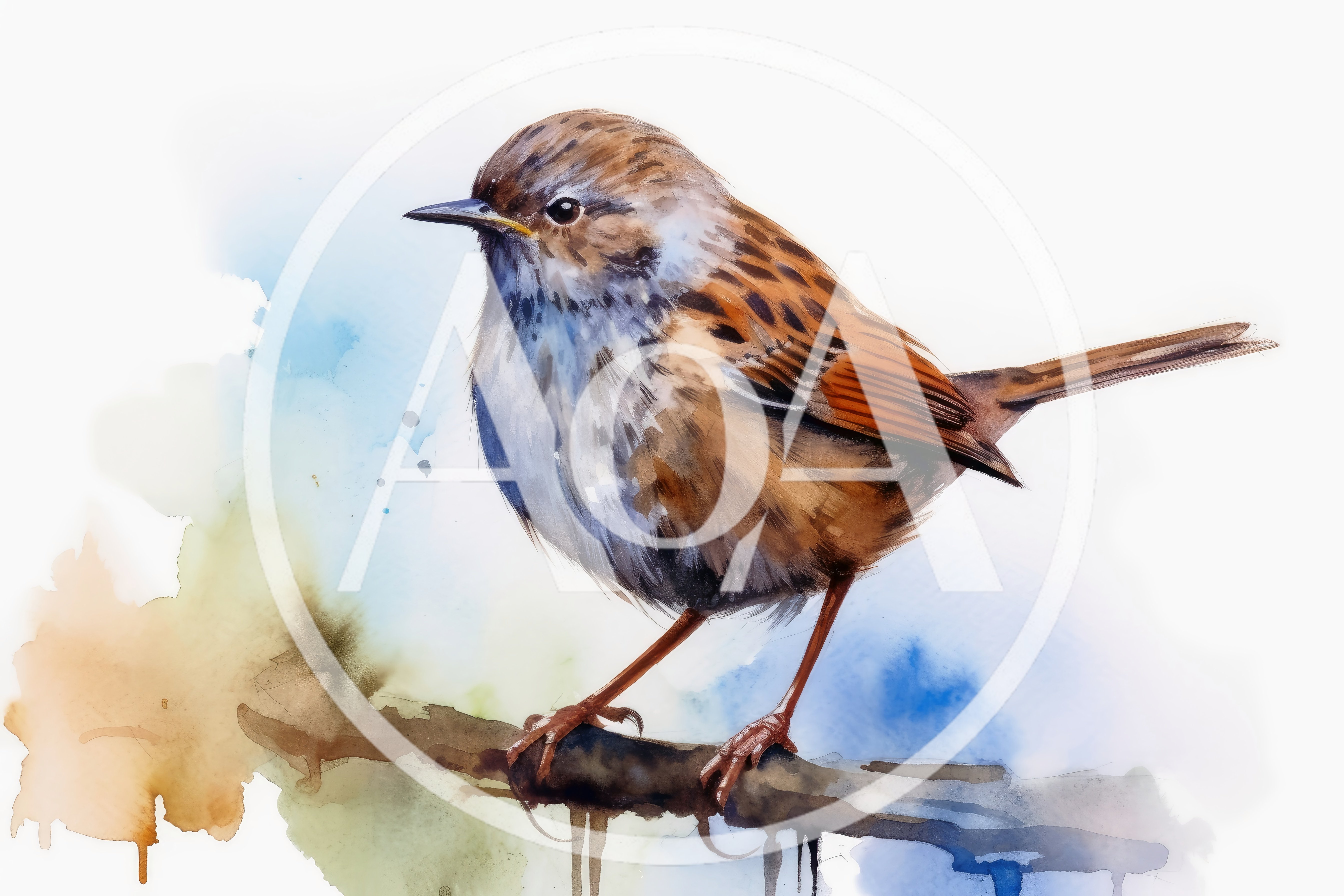 Watercolor Illustration Of A Small Brown Bird
