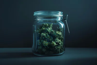 Cannabis Buds Stored In A Glass Jar