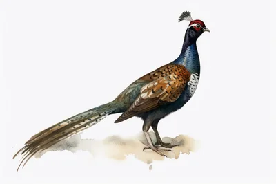 Watercolor Illustration Of An Elliot's Pheasant