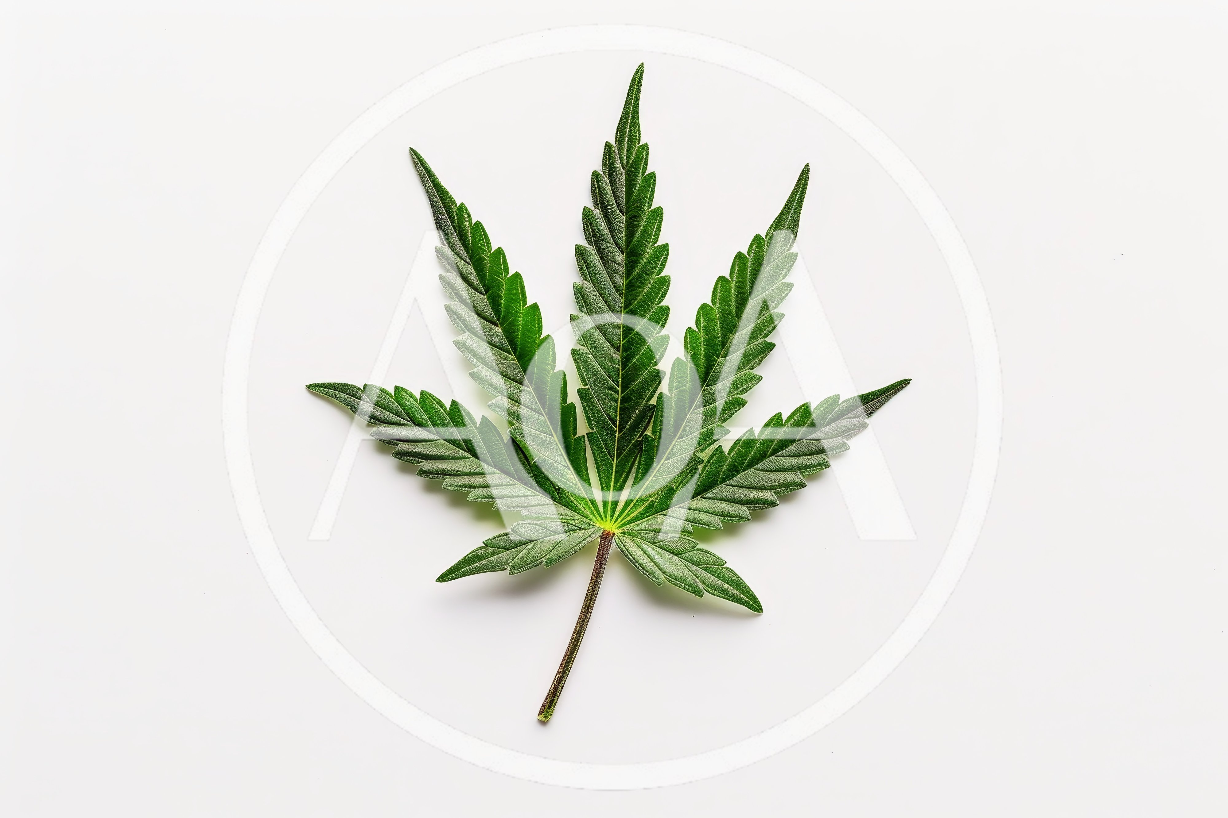 Single Green Cannabis Leaf Isolated On White Background