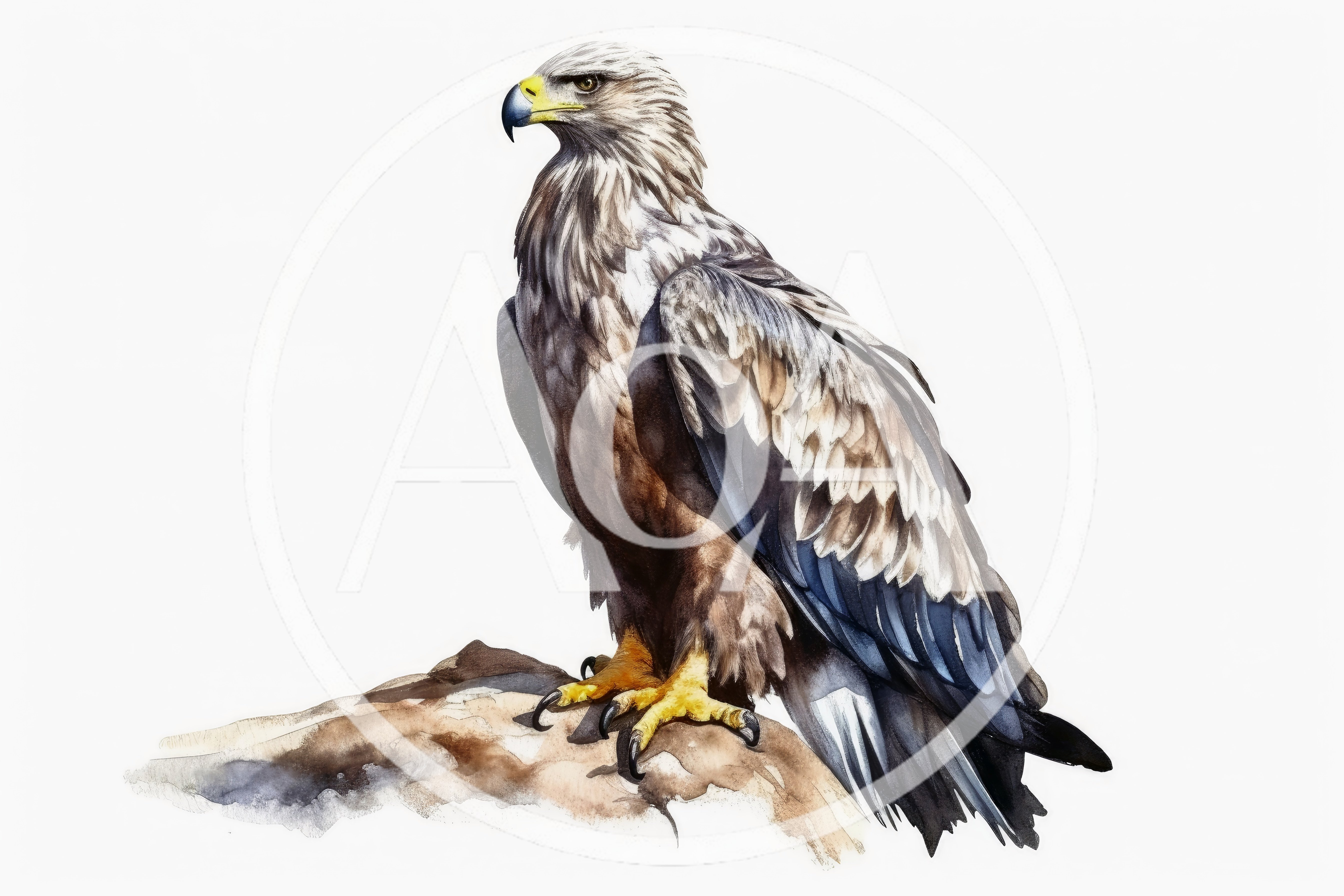 Watercolor Illustration Of A Majestic Golden Eagle