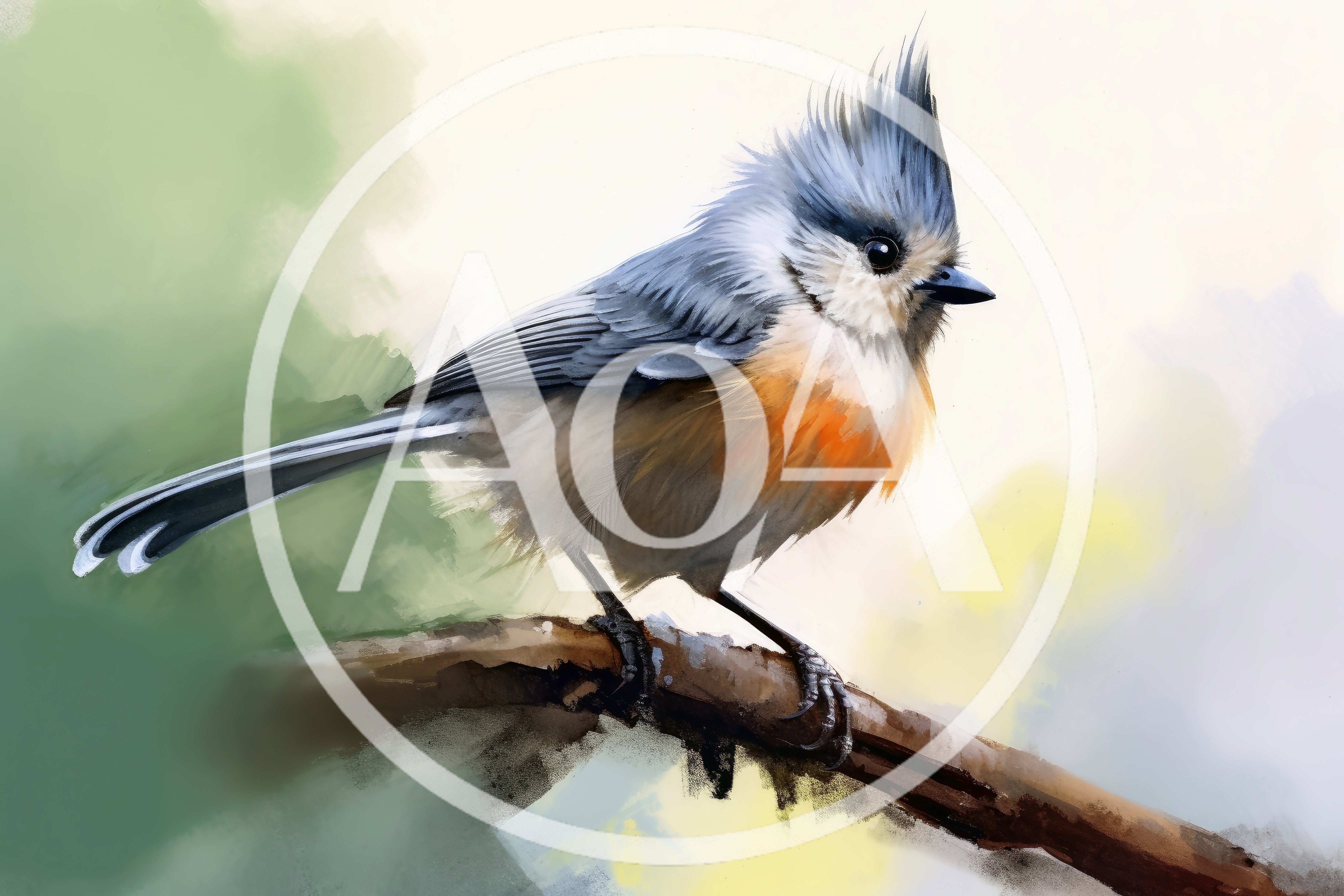 Tufted Titmouse Perched On A Tree Branch