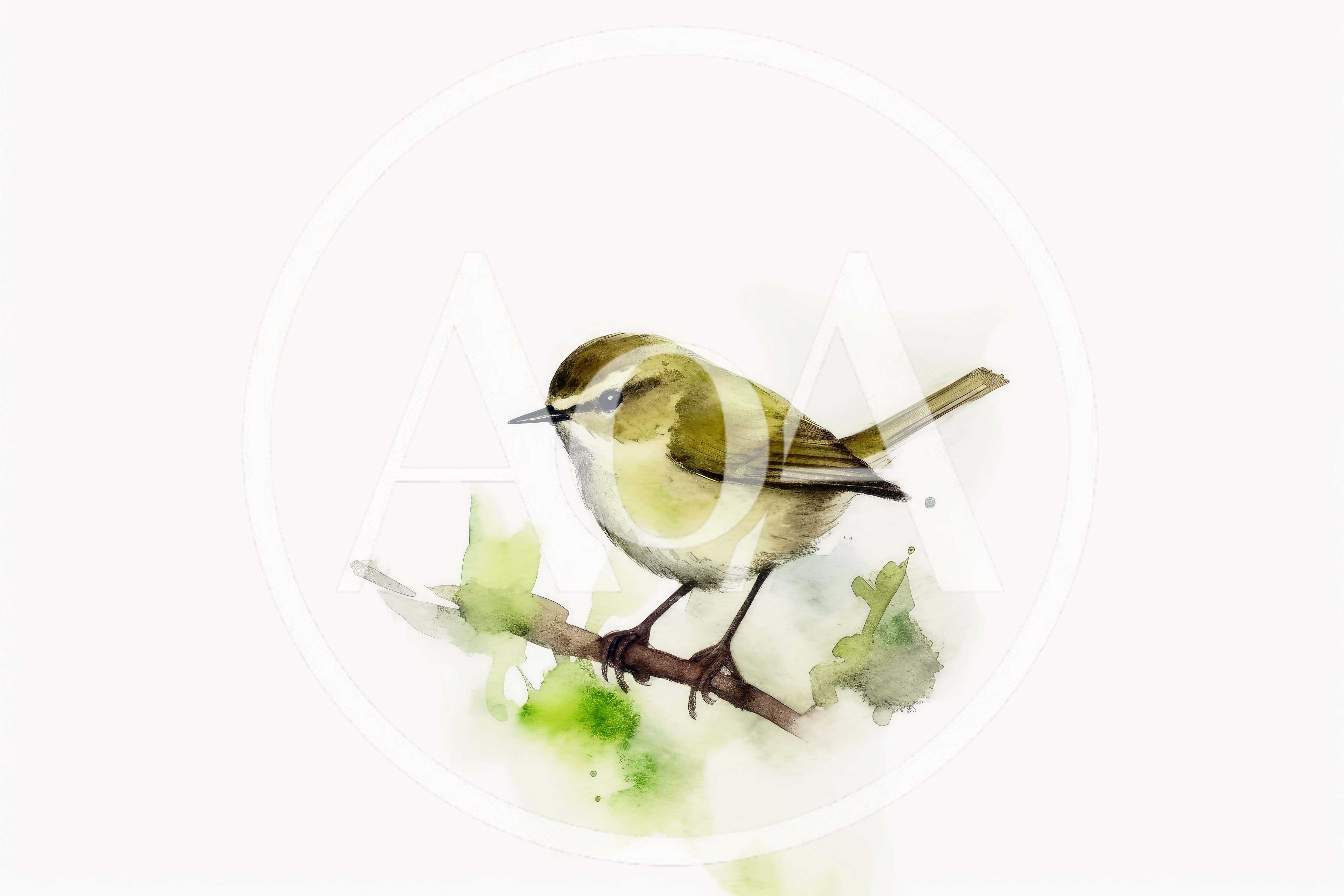 Watercolor Illustration Of A Small Warbler Bird