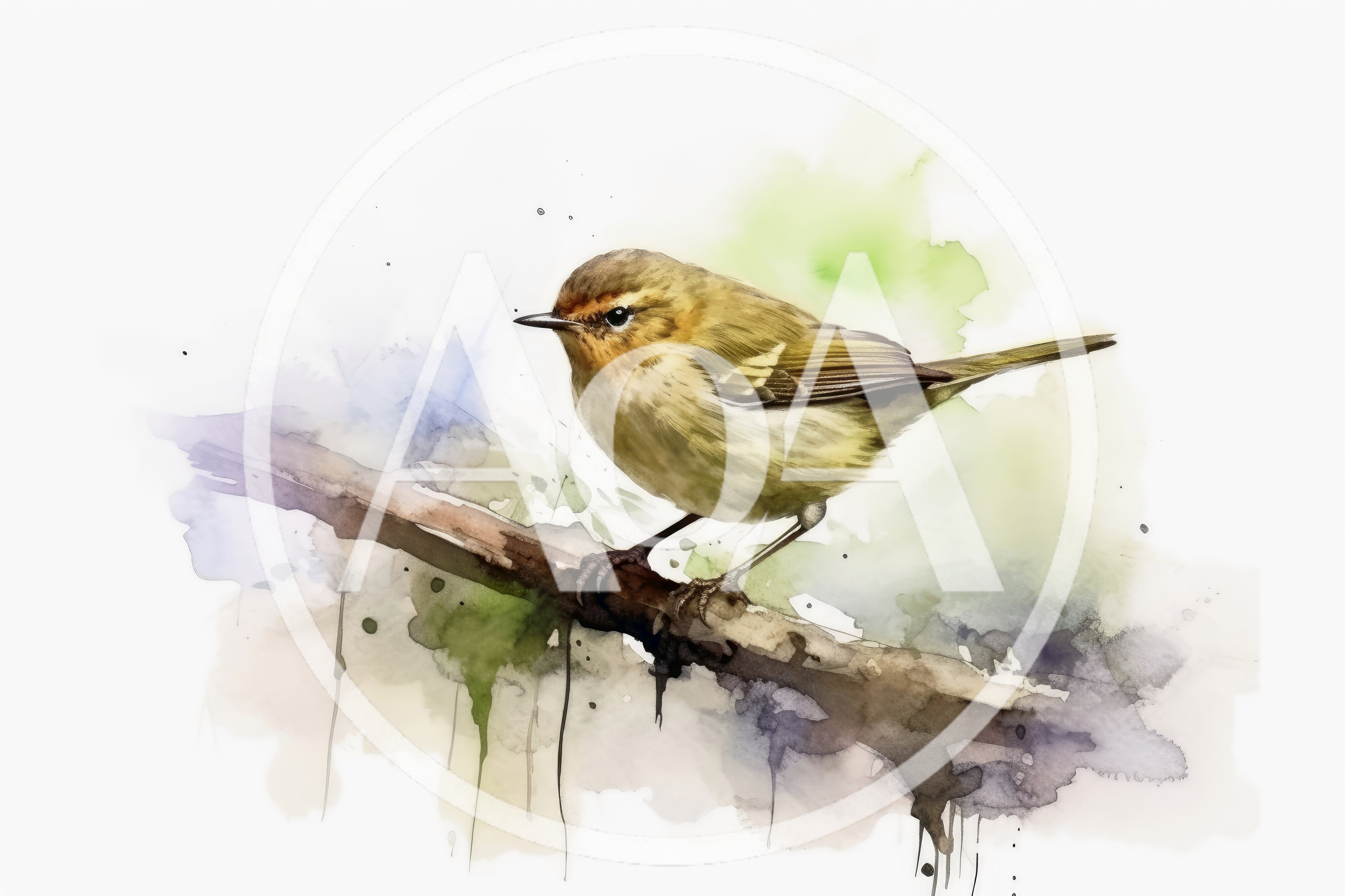 Watercolor Illustration Of A Small Warbler Bird