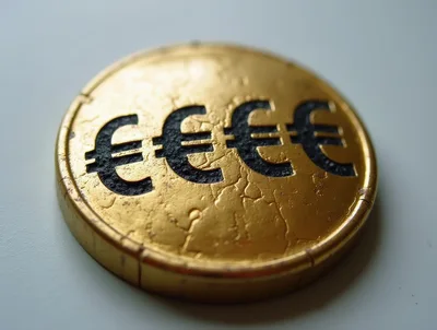 Gold Coin Featuring Multiple Euro Currency Symbols