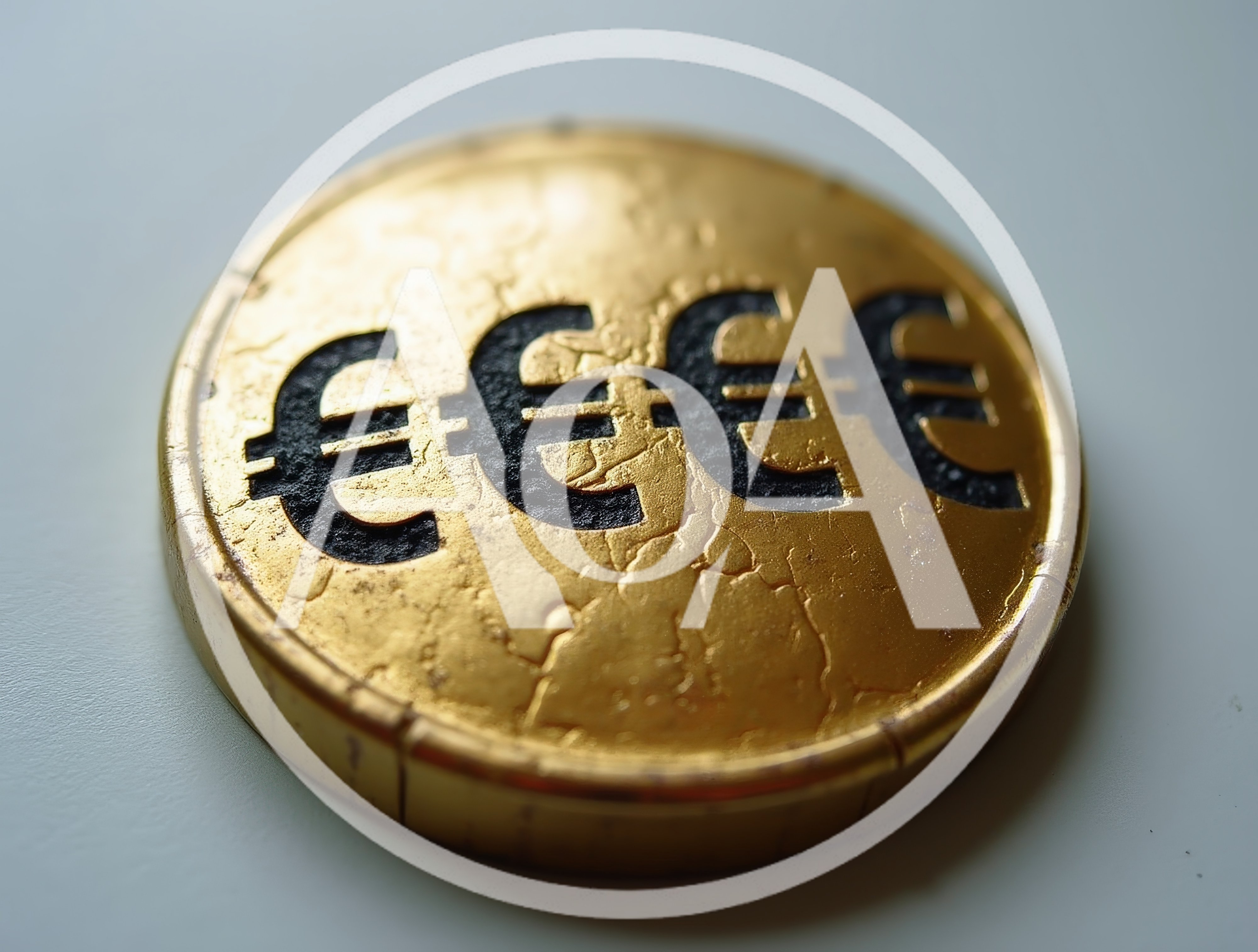 Gold Coin Featuring Multiple Euro Currency Symbols