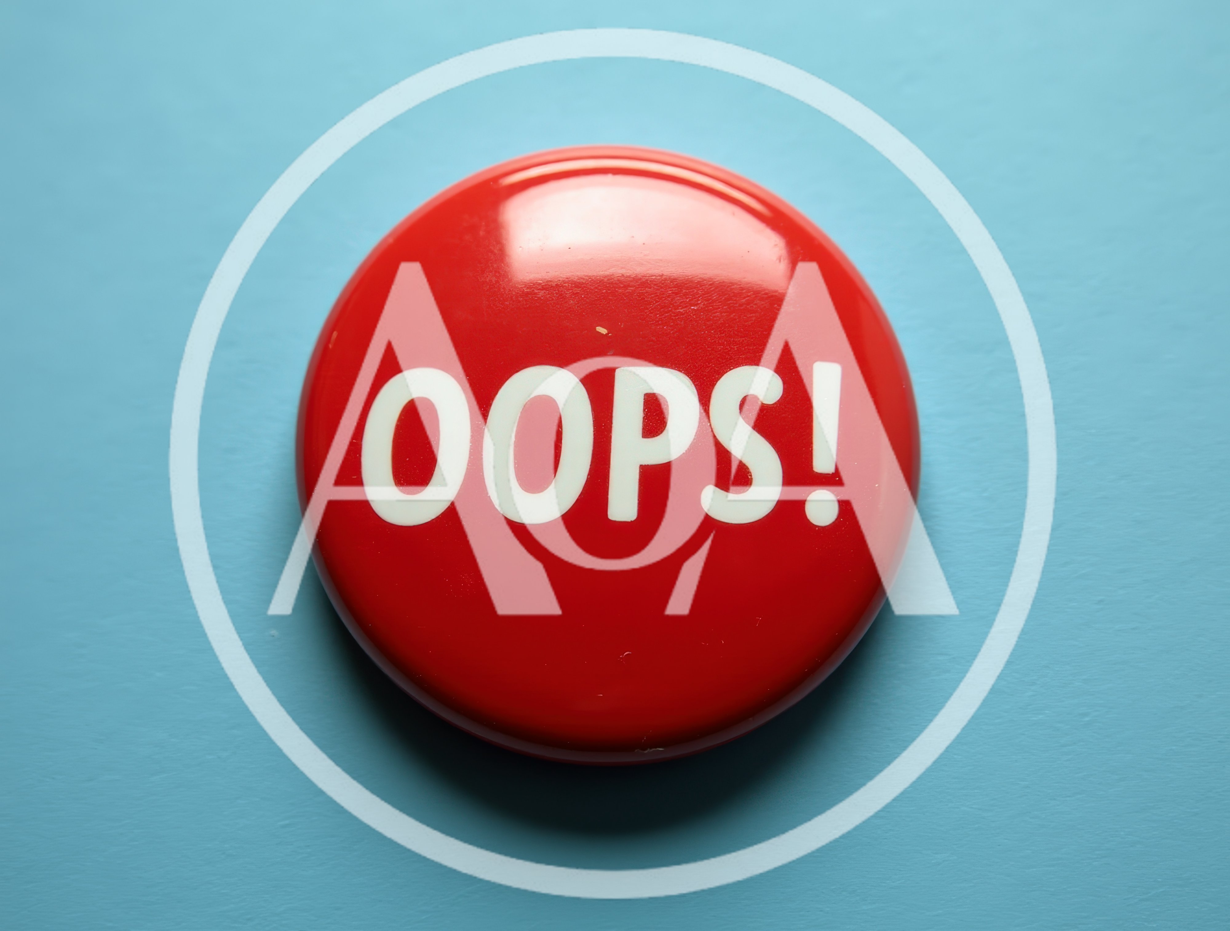 Red Oops Button On Blue Background